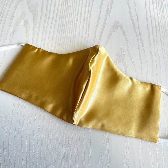 Gold Double Satin Mask with Adjustable Straps, Formal Masks, Date Night, Party - Picture 2 of 3